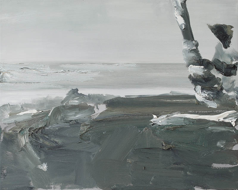 Peinture à l'huile de Barbara Ellemerer "Nahes", vue de l'exposition "Origines" à la Ferme de la Chapelle