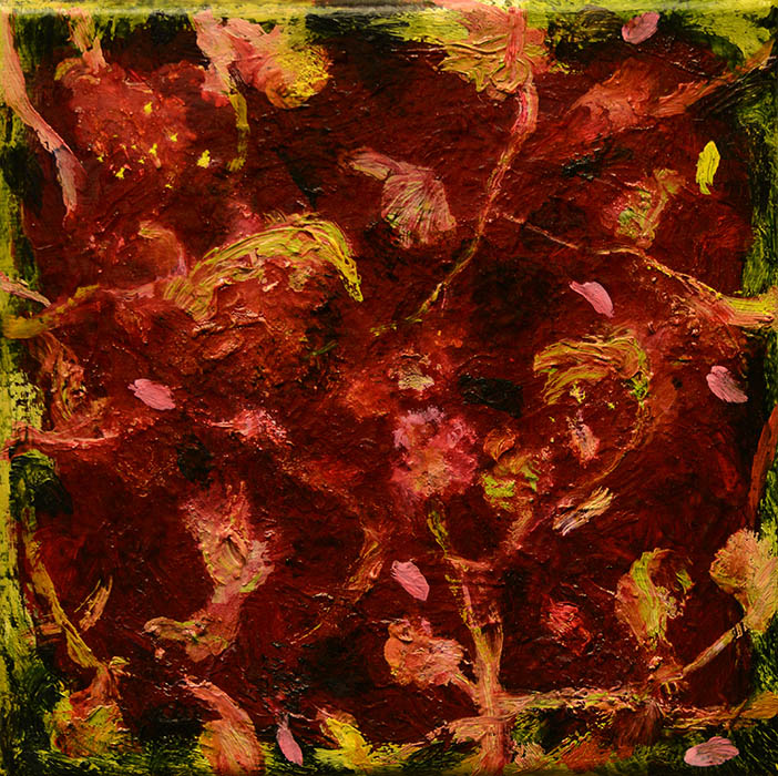 Peinture de Xavier Cardinaux, vue de l'exposition "Vibrations végétales" à la Ferme de la Chapelle