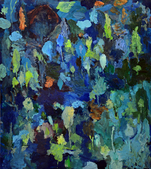 Peinture de Xavier Cardinaux, vue de l'exposition "Vibrations végétales" à la Ferme de la Chapelle