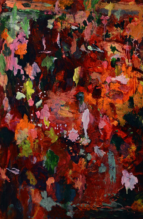 Peinture de Xavier Cardinaux"Jardin", vue de l'exposition "Vibrations végétales" à la Ferme de la Chapelle