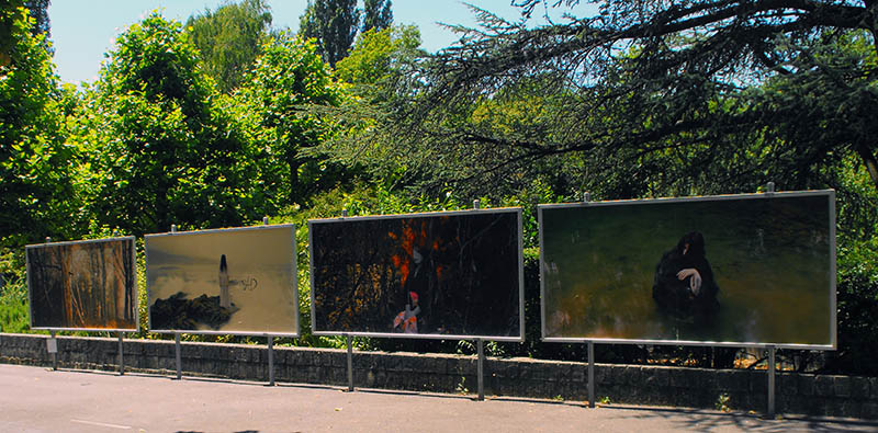 Photographies de David Favrod "Hyakumonogatari", vue de l'exposition "Raconte-moi" en Ville de Lancy