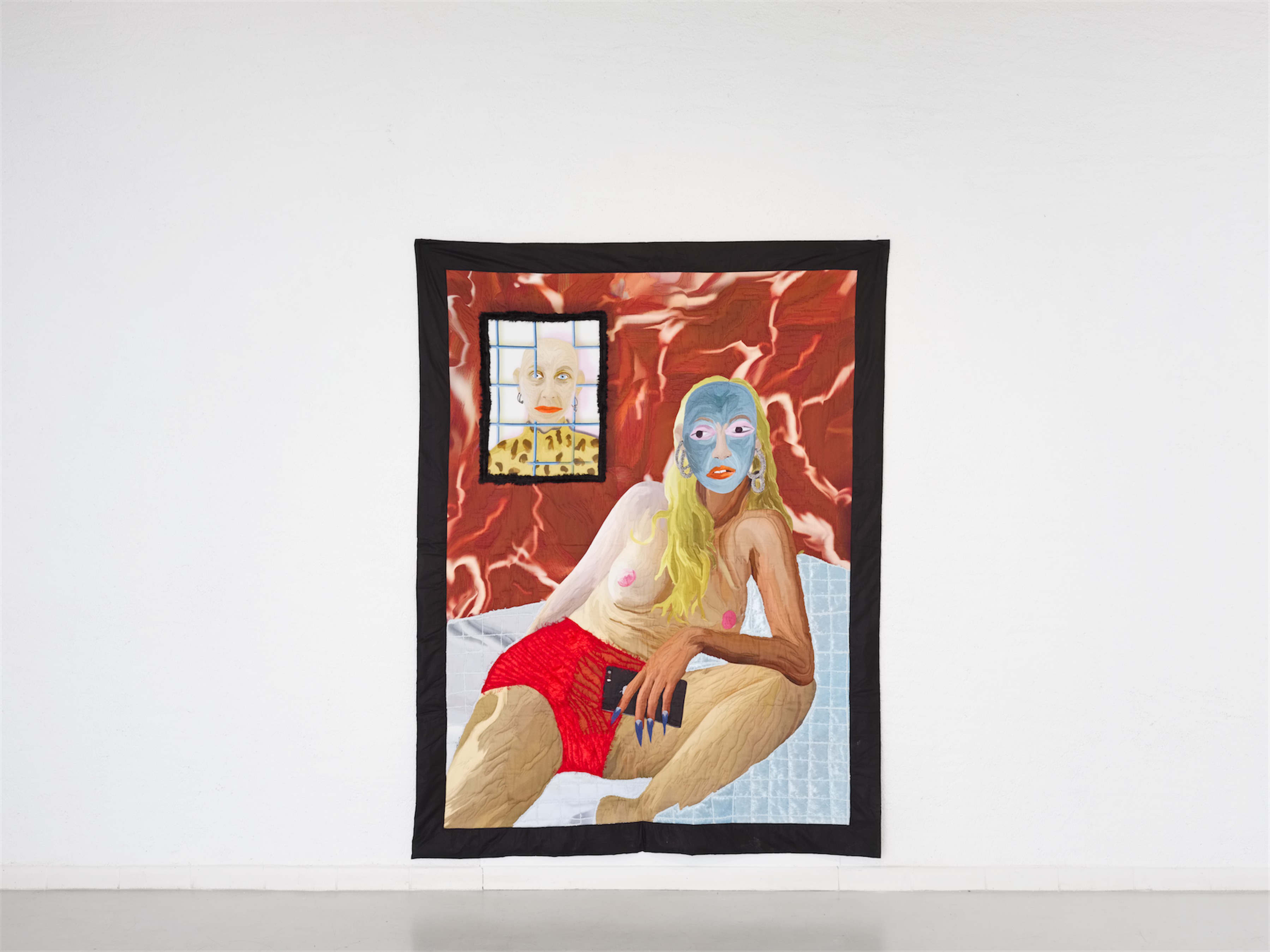 Œuvre textiles de Xénia Laffely, vue de l'exposition "Expanding Bodies" à Ferme de la Chapelle