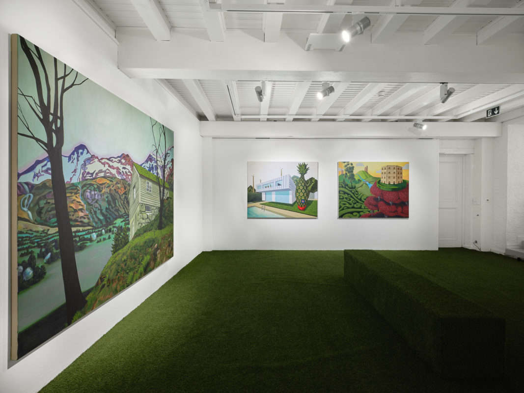 Peintures de de Sylvie Lambert, vue de l'exposition "Synthèse d'une nature" à la Ferme de la Chapelle
