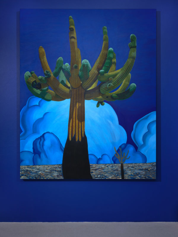 Peinture de de Sylvie Lambert, "Cactus laineux", vue de l'exposition "Synthèse d'une nature" à la Ferme de la Chapelle