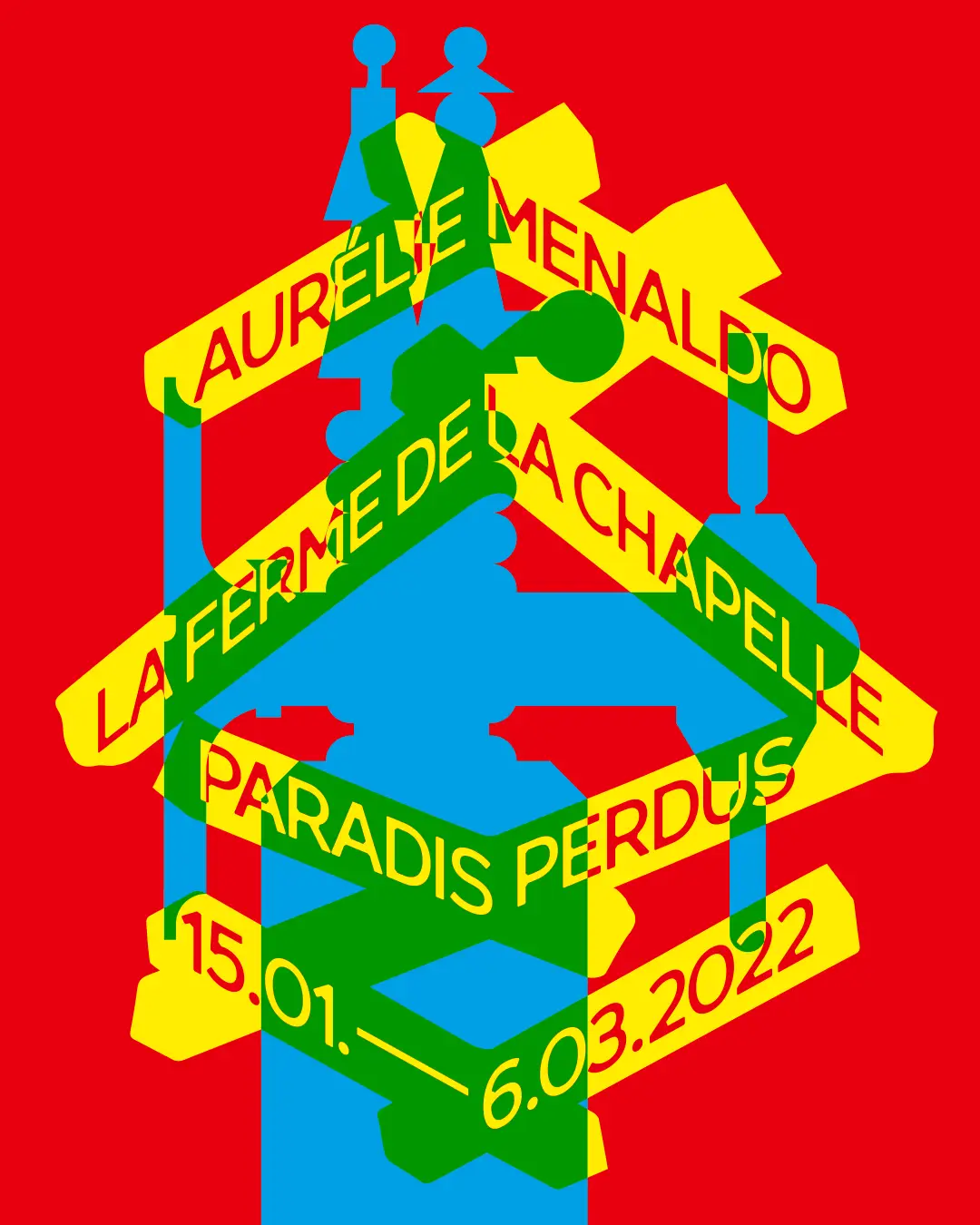 Poster for Aurélie Menaldo's exhibition at Ferme de la Chapelle