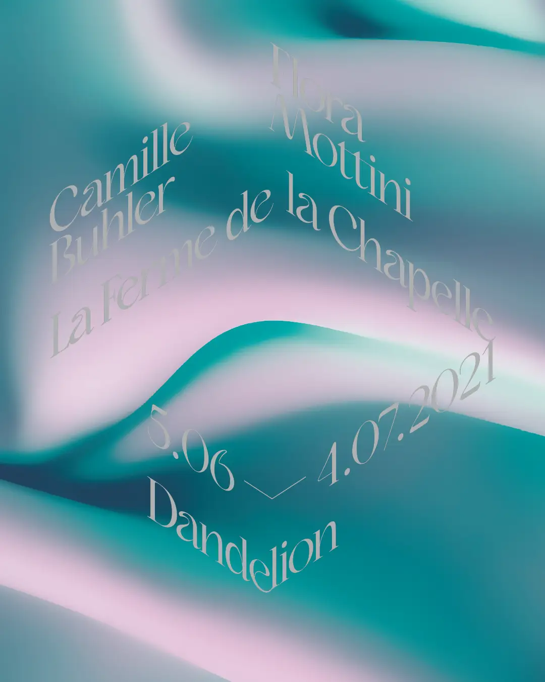 Affiche pour l'exposition de Camille Buhler et Flora Mottini a à la Ferme de la Chapelle.