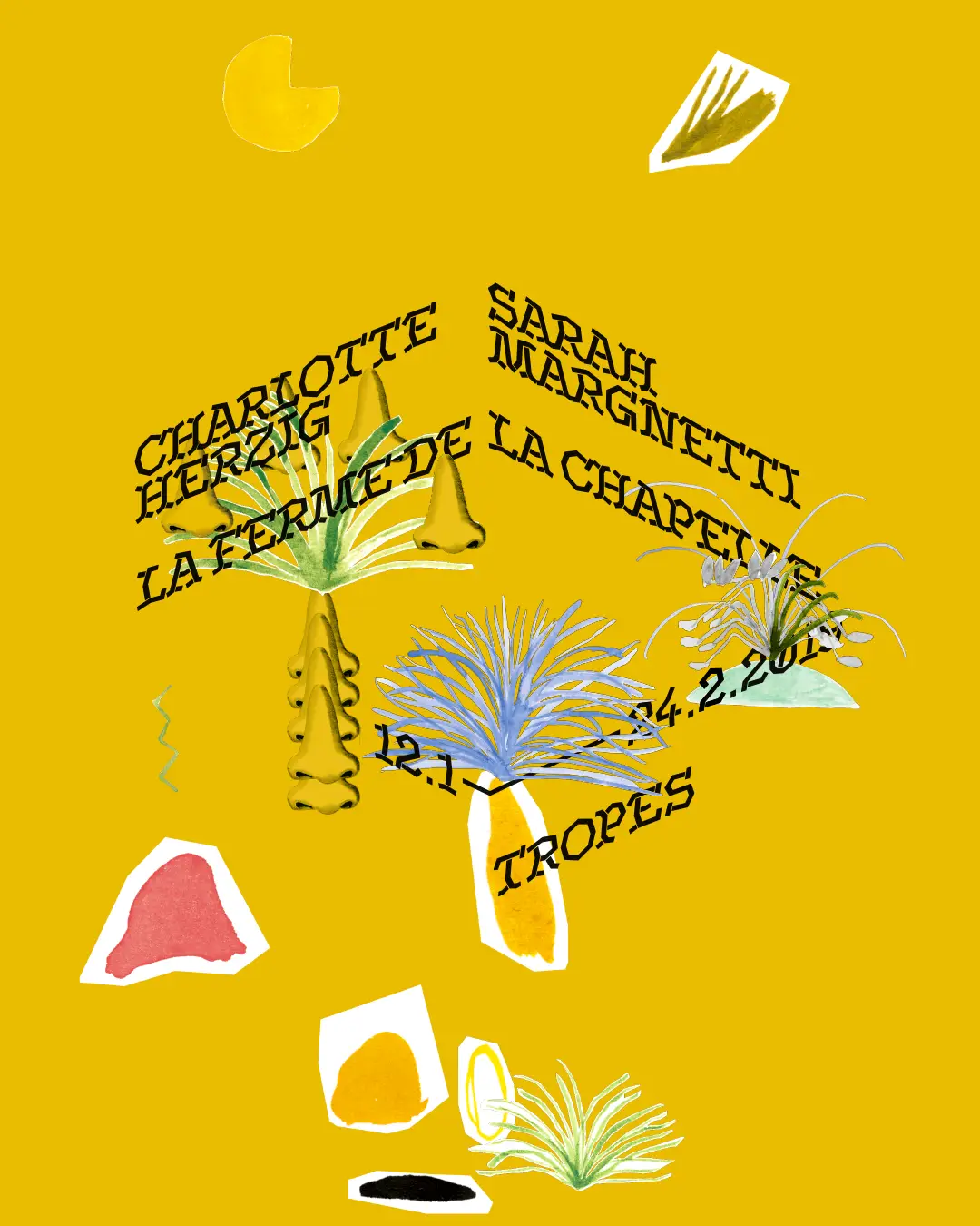 Affiche de l’exposition de Charlotte Herzig et Sarah Margnetti à la Ferme de la Chapelle