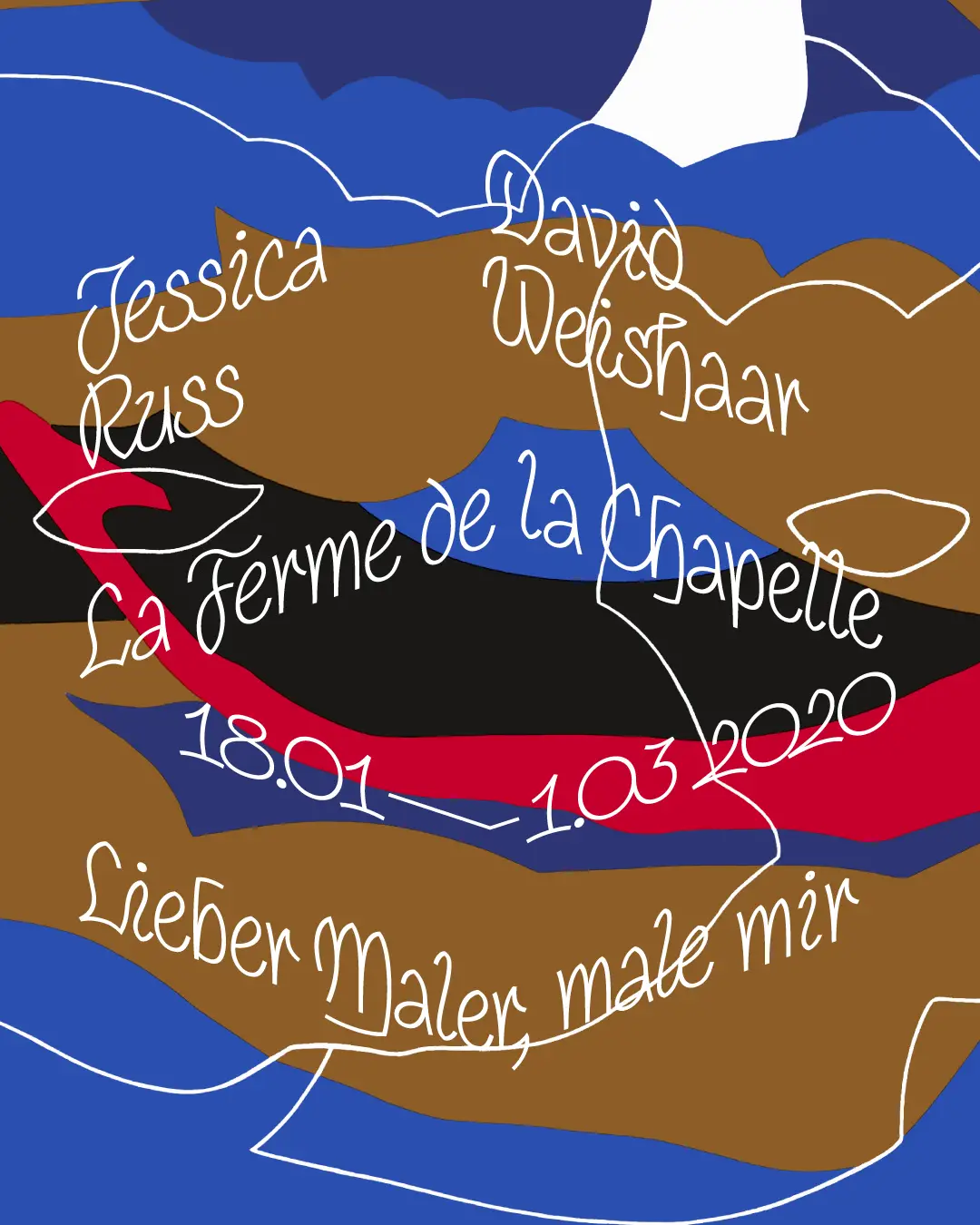 Affiche de l’exposition de Jessica Russ et David Weishaar à la Ferme de la Chapelle